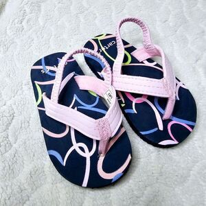 New Carter's baby flip flop sandals navy light pink small 5 6